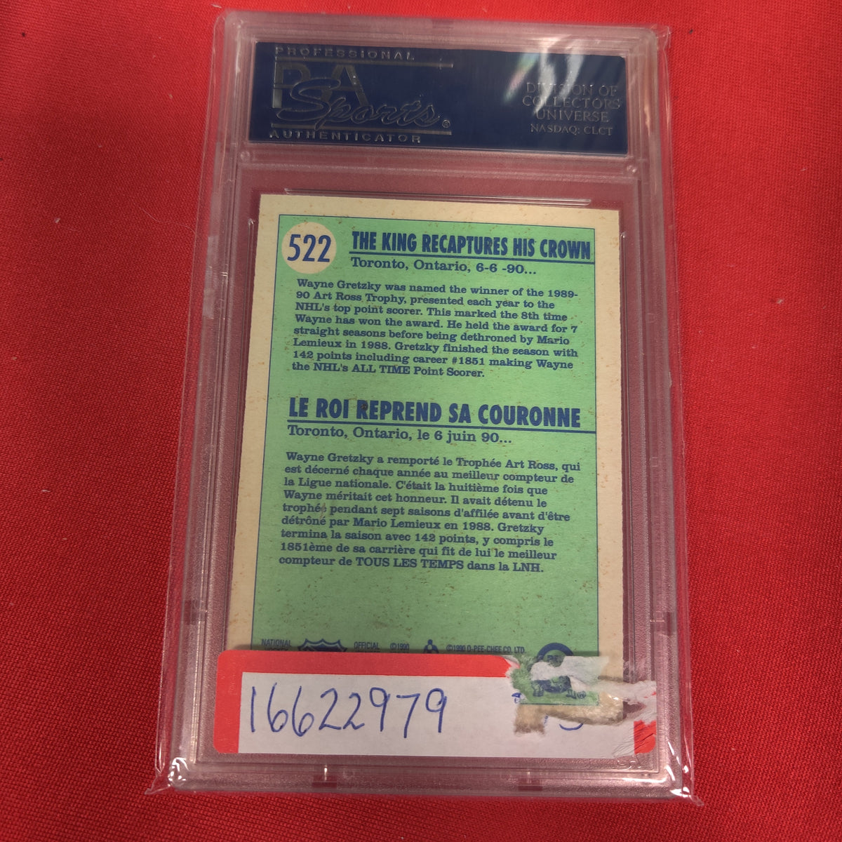 WAYNE GRETSKY ART ROSS GRADED HOCKEY CARD