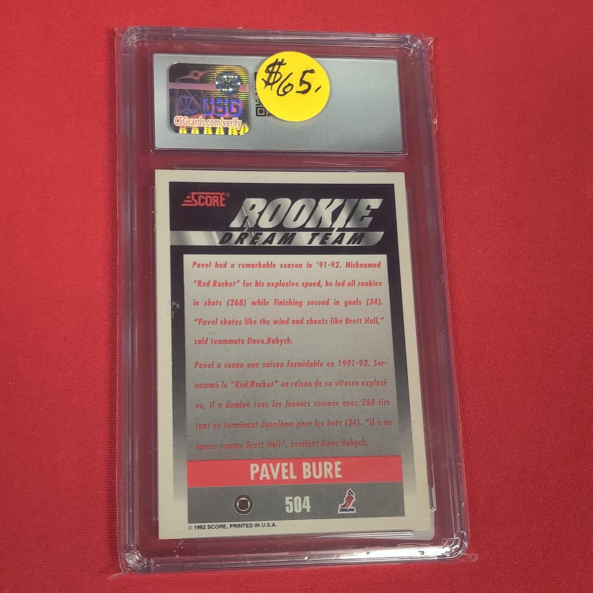 GRADED PAVEL BURE HOCKEY CARD
