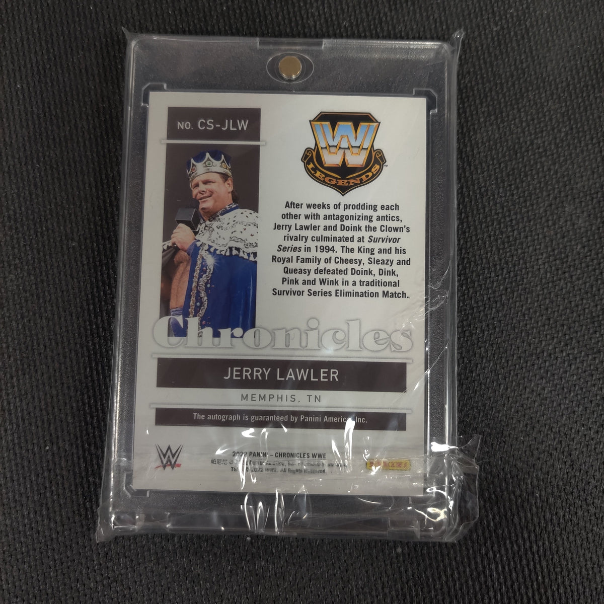 JERRY LAWLER CHRONICLES AUTHENTIC AUTOGRAPHED PANINI 2022 WWE CARD