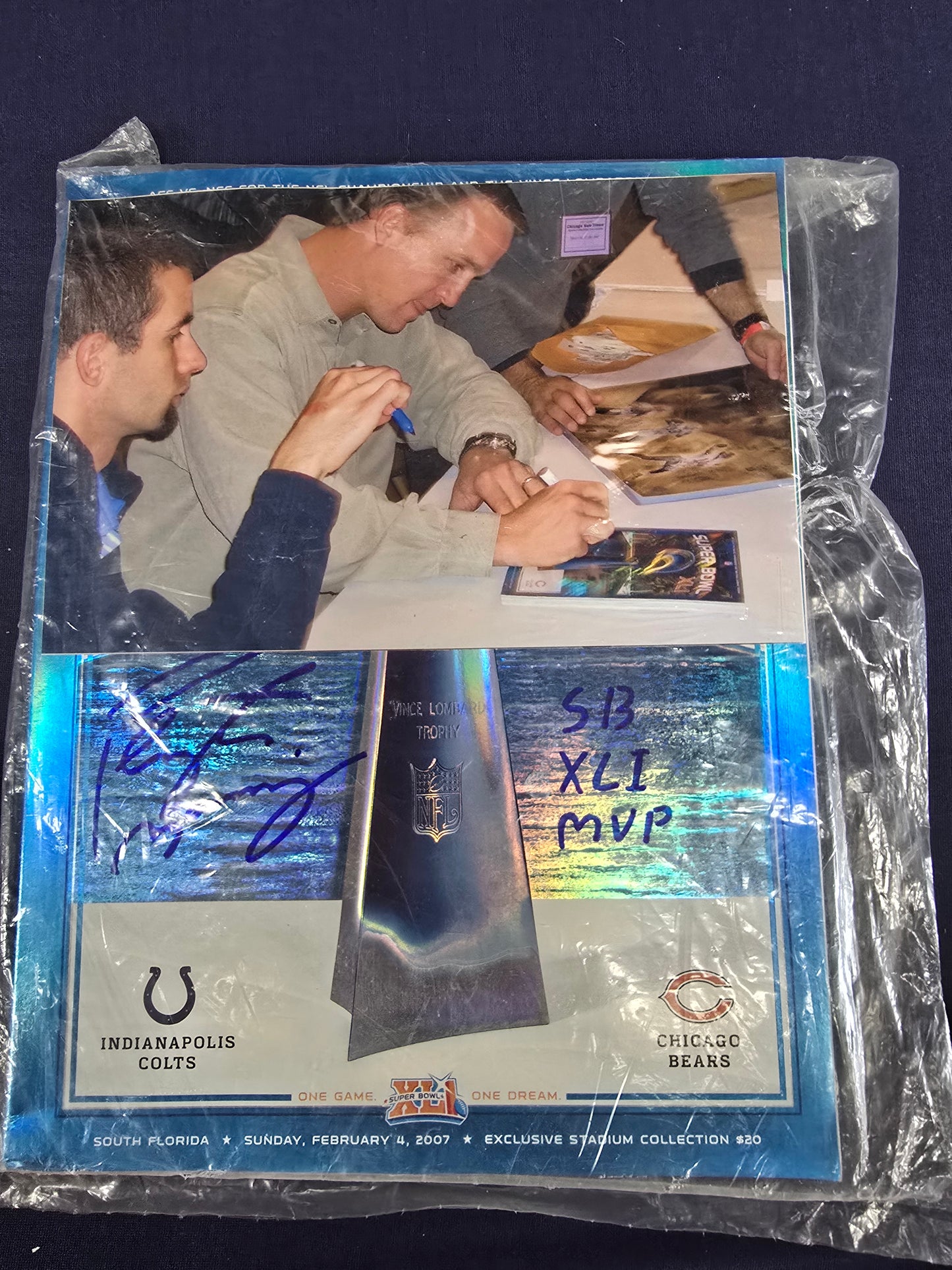 Payton Manning Autographed Portrait and Game program combo