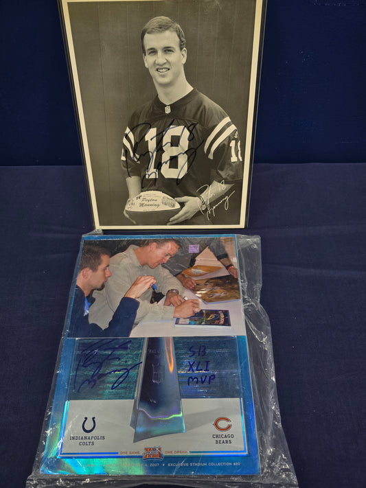 Payton Manning Autographed Portrait and Game program combo