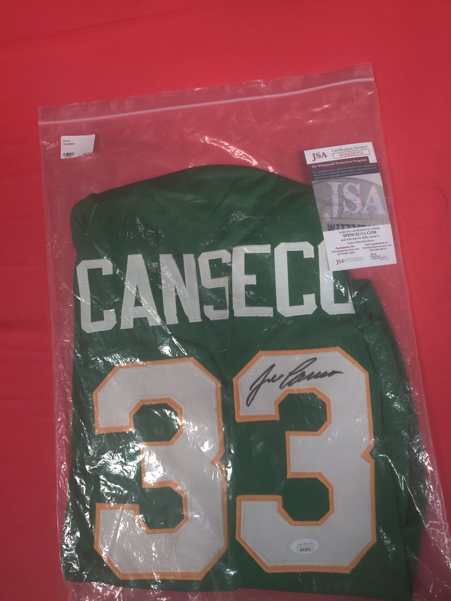 Jose canseco autograph jersey