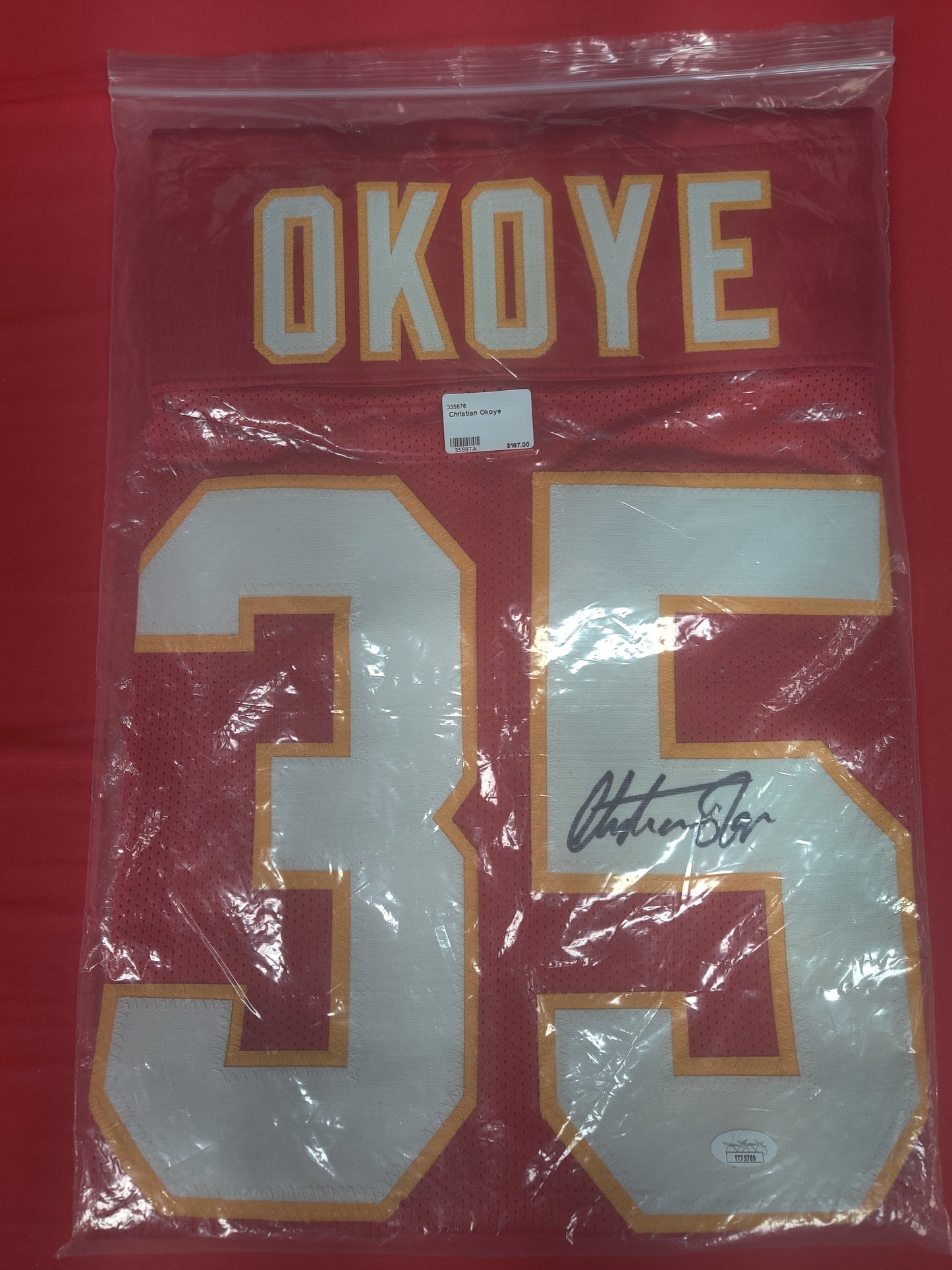 Christian Okoye Autographed jersey