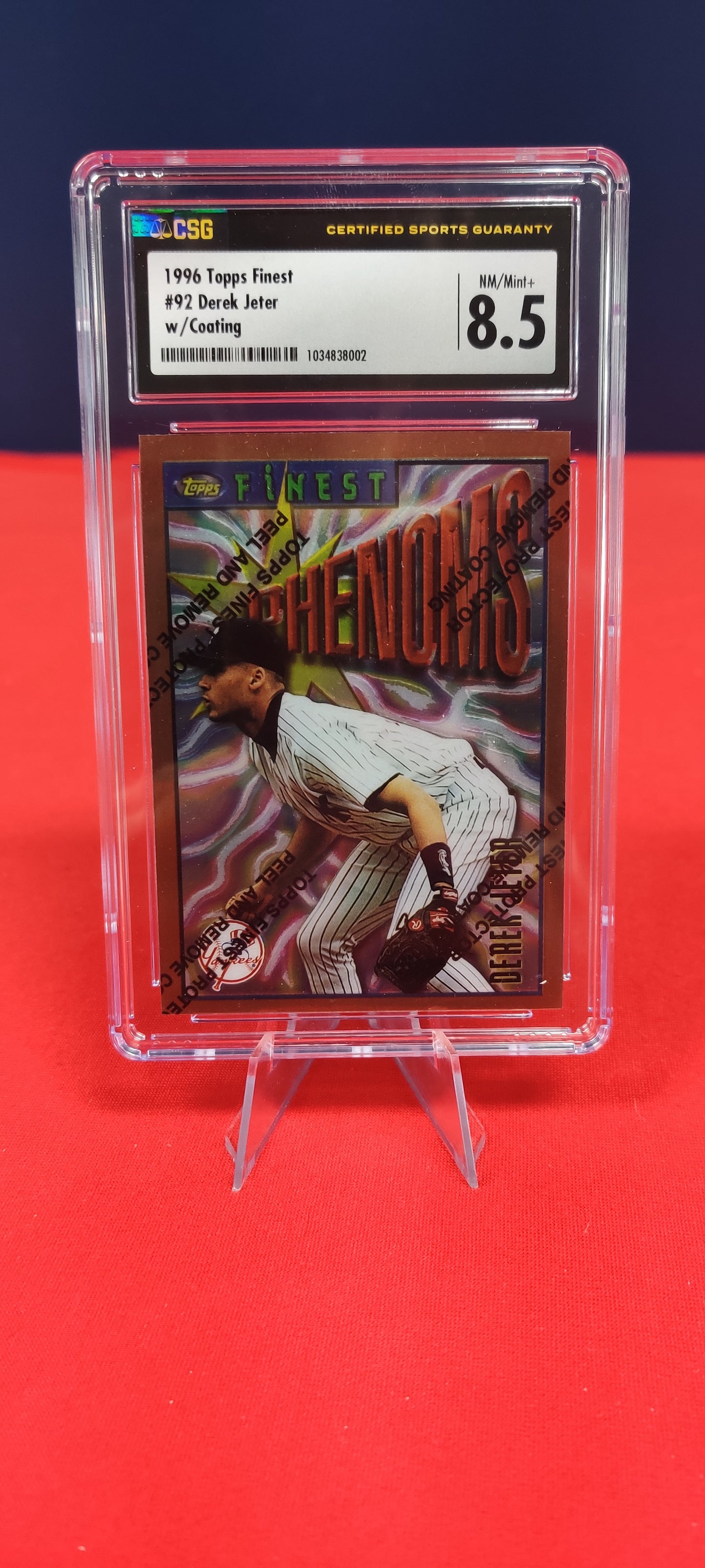 1996 Topps Finest #92 Derek Jeter with coating
