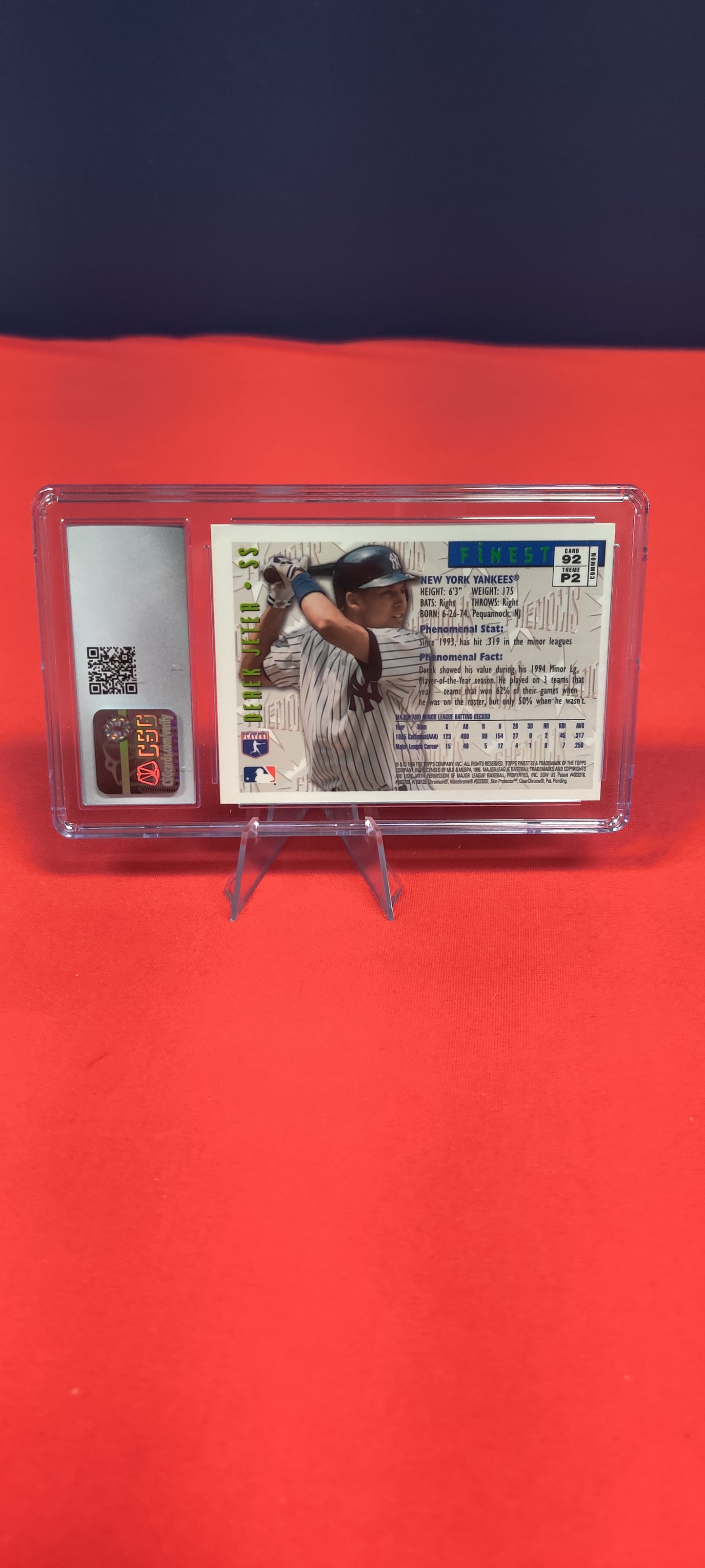 1996 Topps Finest #92 Derek Jeter with coating