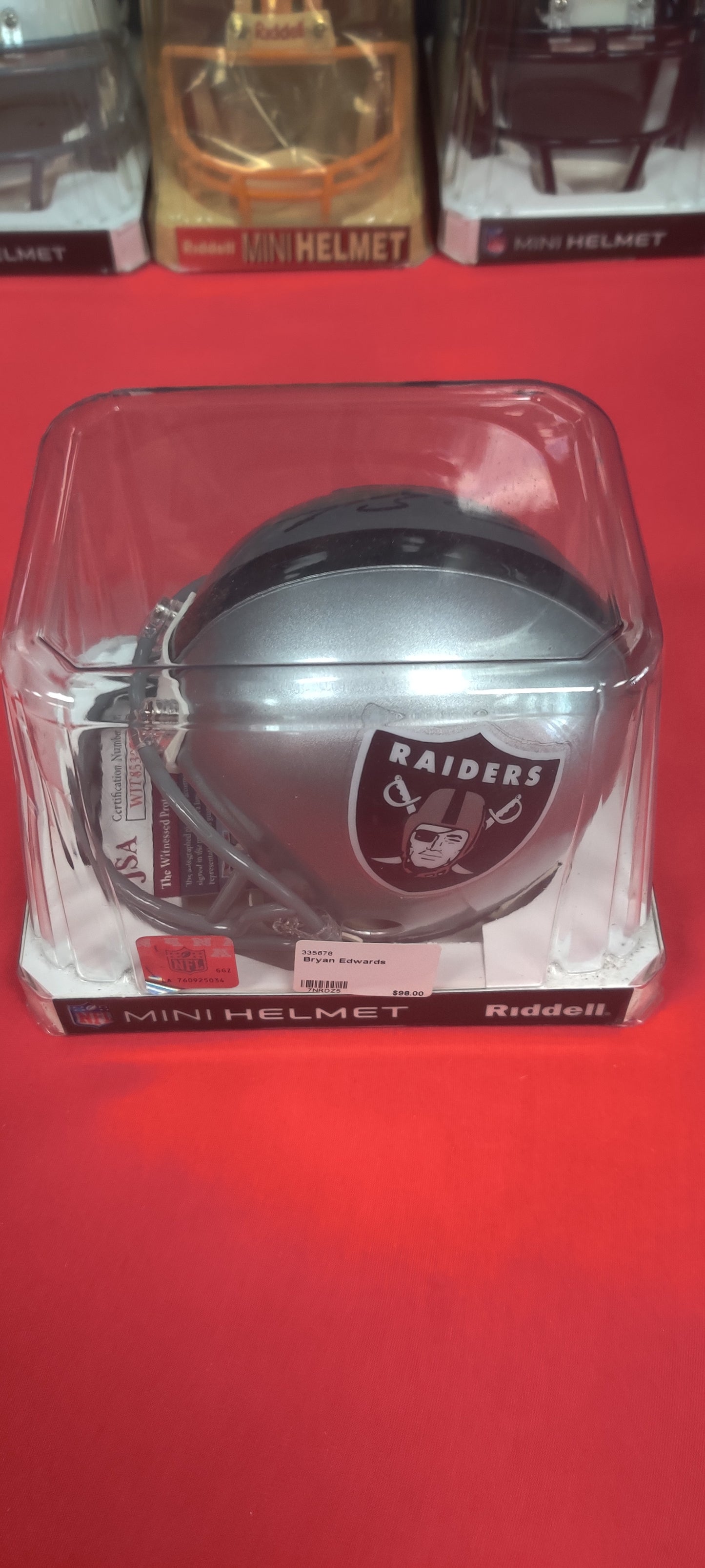 NFL Mini Helmet, Autographed by Bryan Edwards