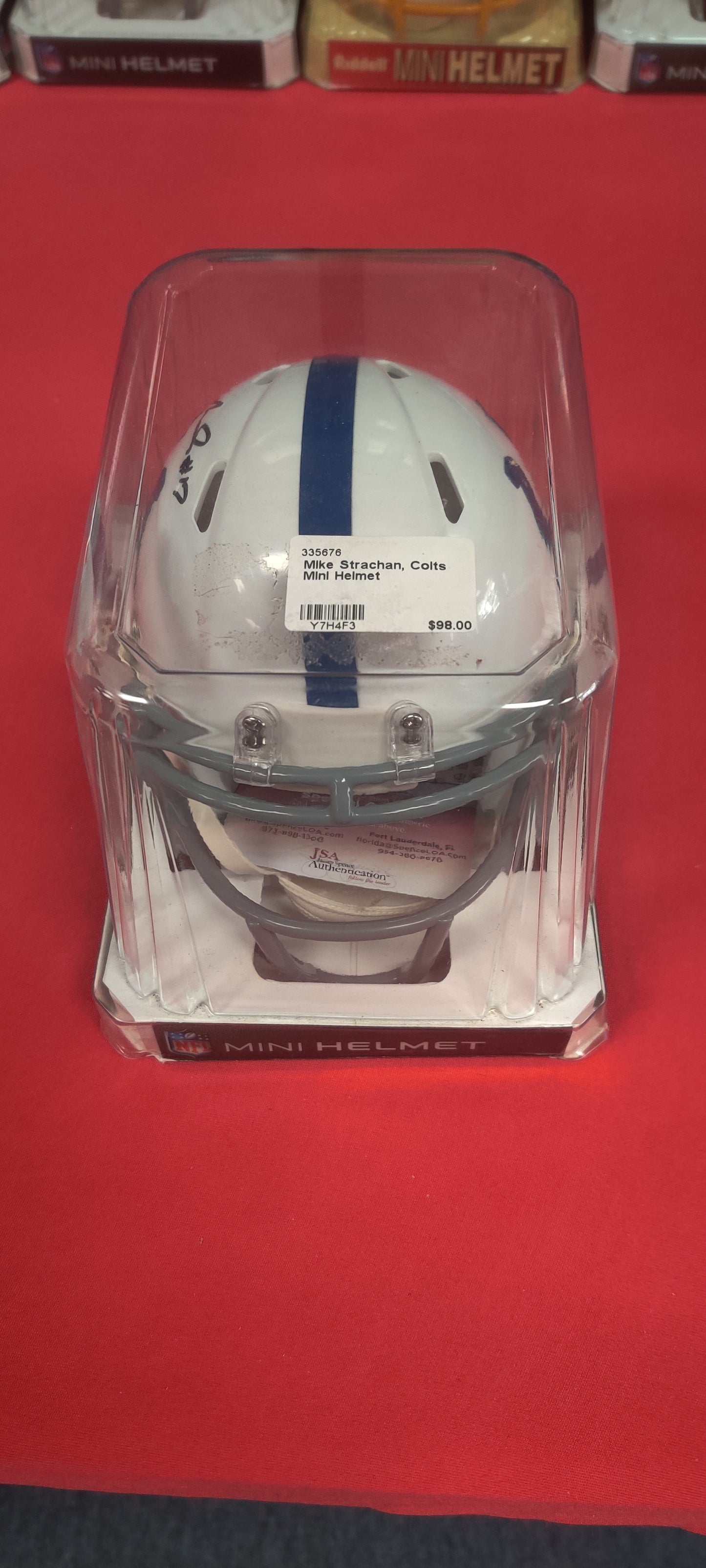 NFL Mini Helmet, Autographed by Mike Strachan