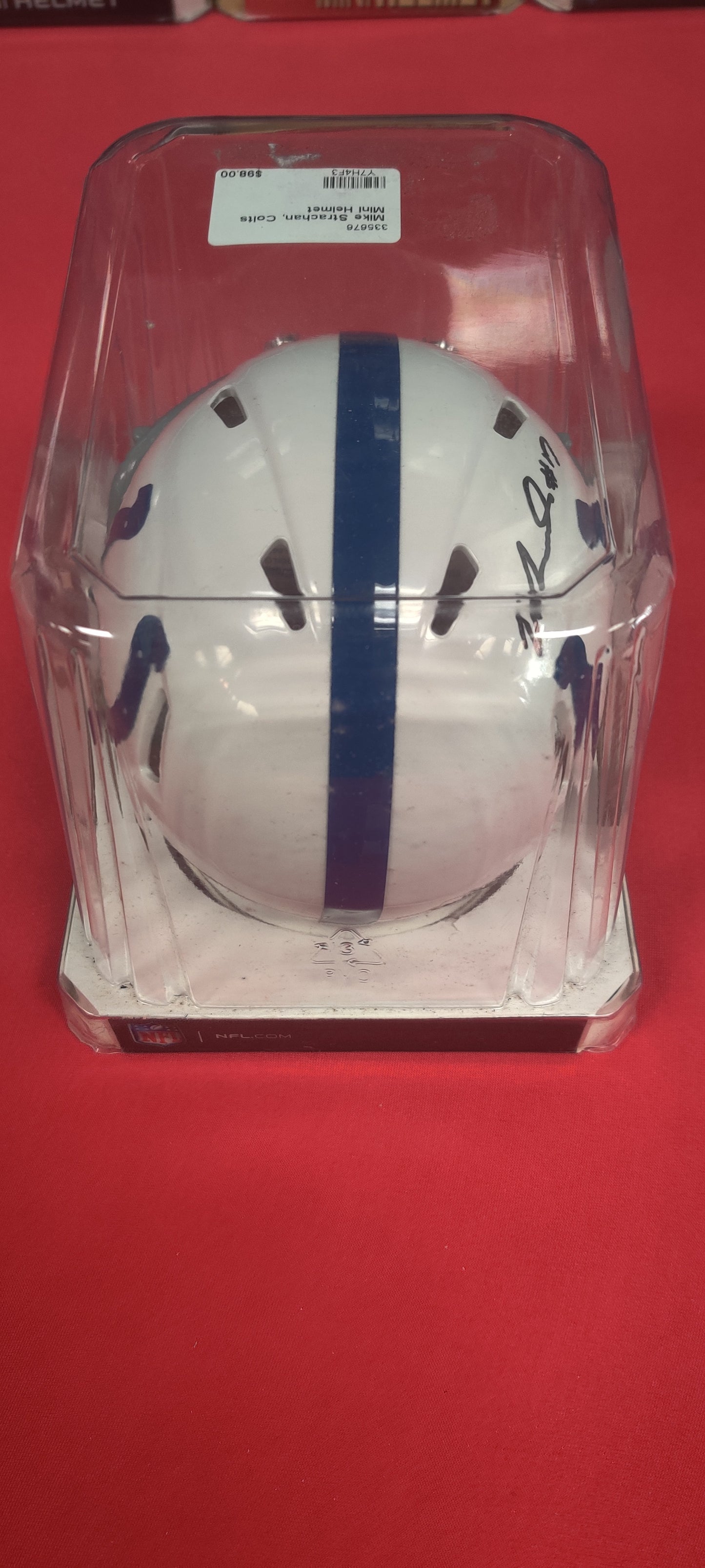 NFL Mini Helmet, Autographed by Mike Strachan