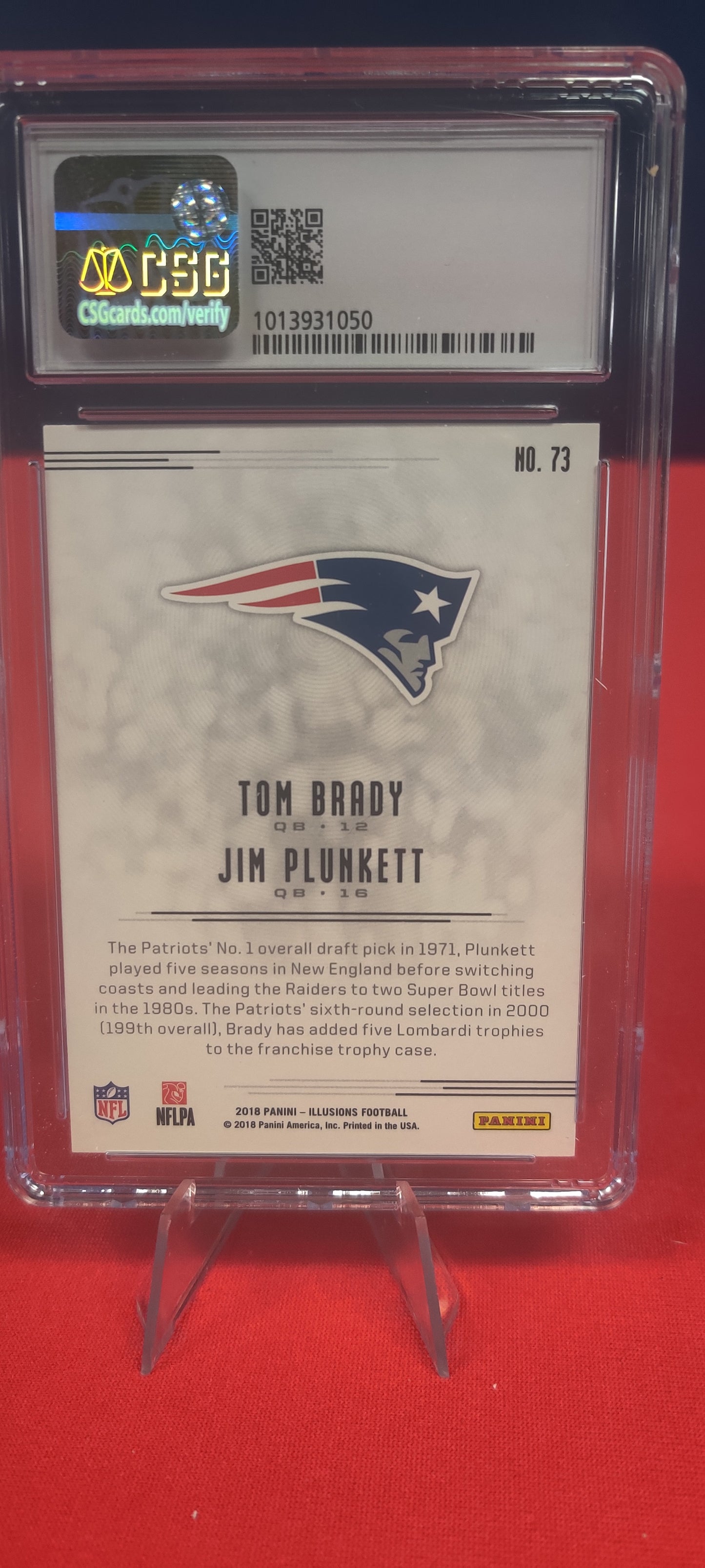 2018 panini Illusions #73 Jim Plunkett/Tom Brady