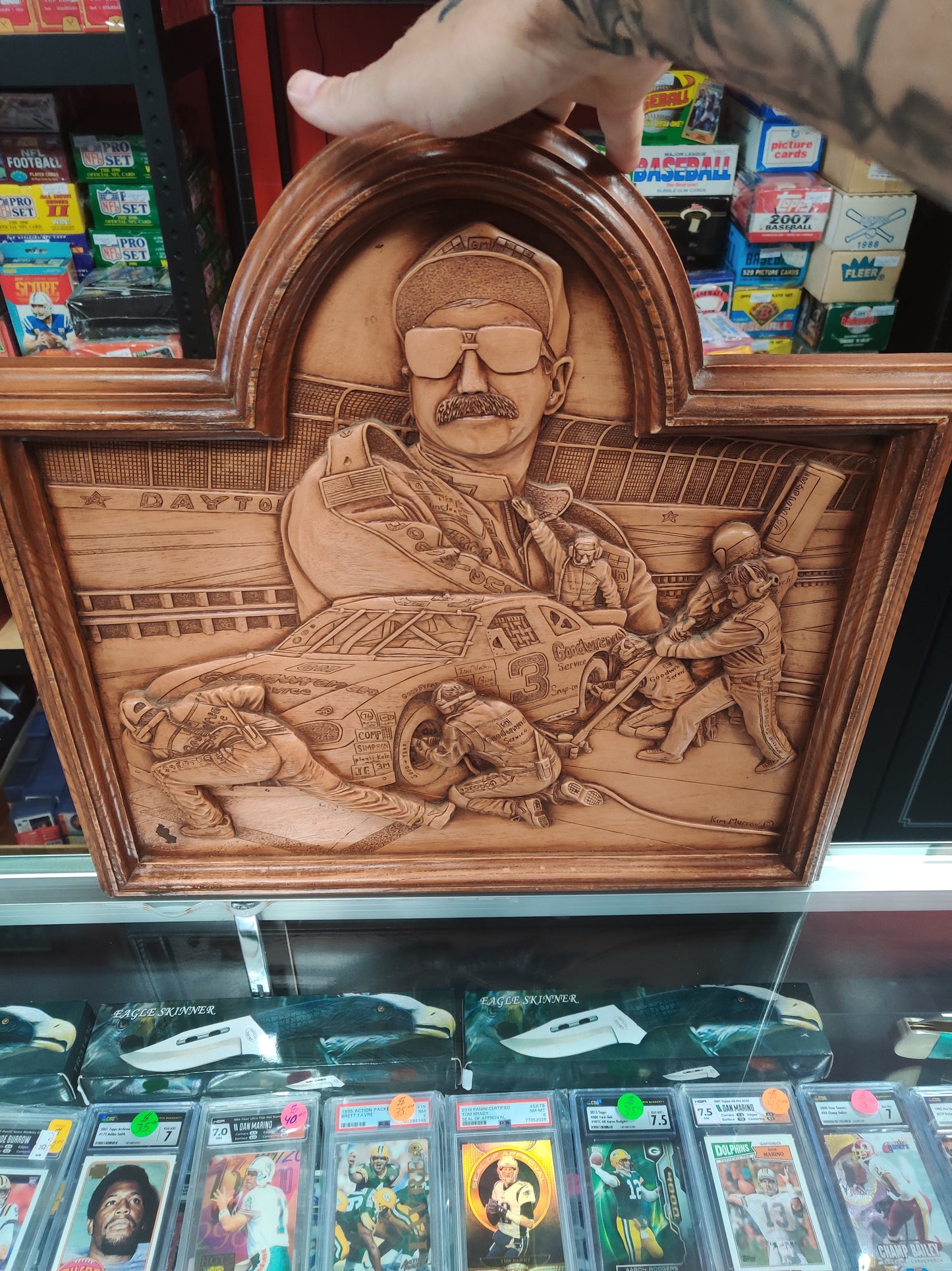 Dale earnhardt wood carving plaque