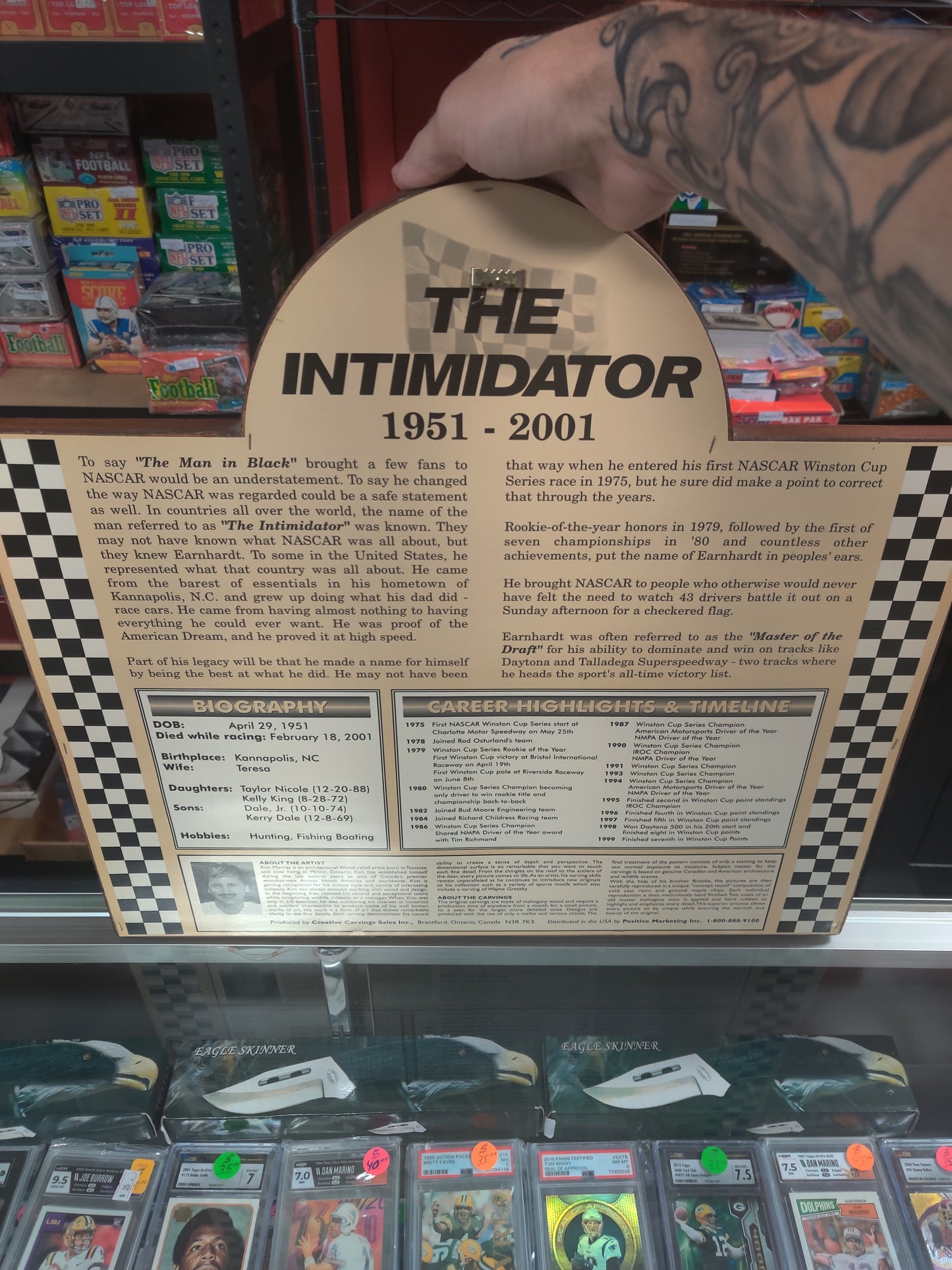 Dale earnhardt wood carving plaque