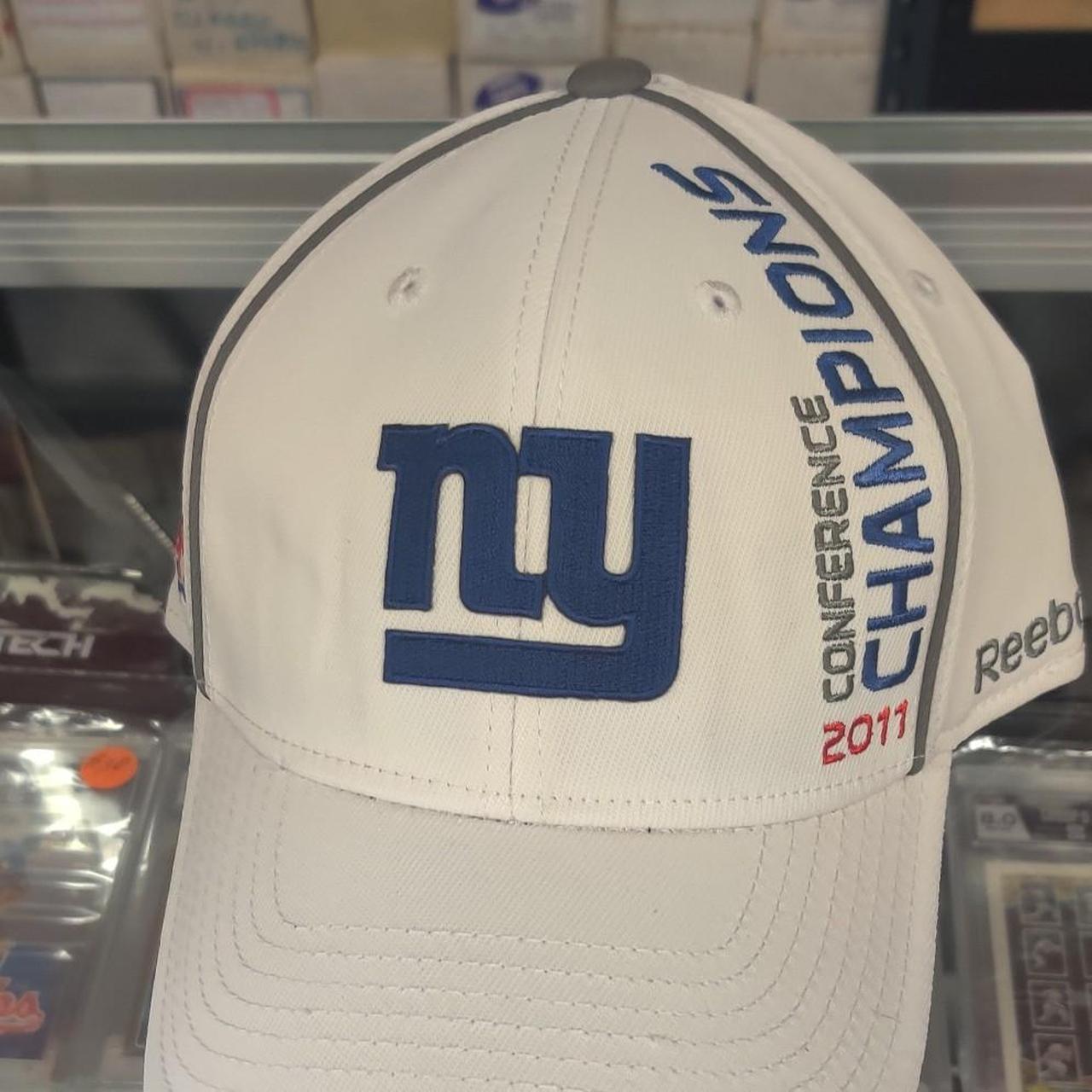 Reebok New York Giants 2011 Super Bowl XLVI Conference Champions white cap with blue 'NY' logo #superbowl #giants