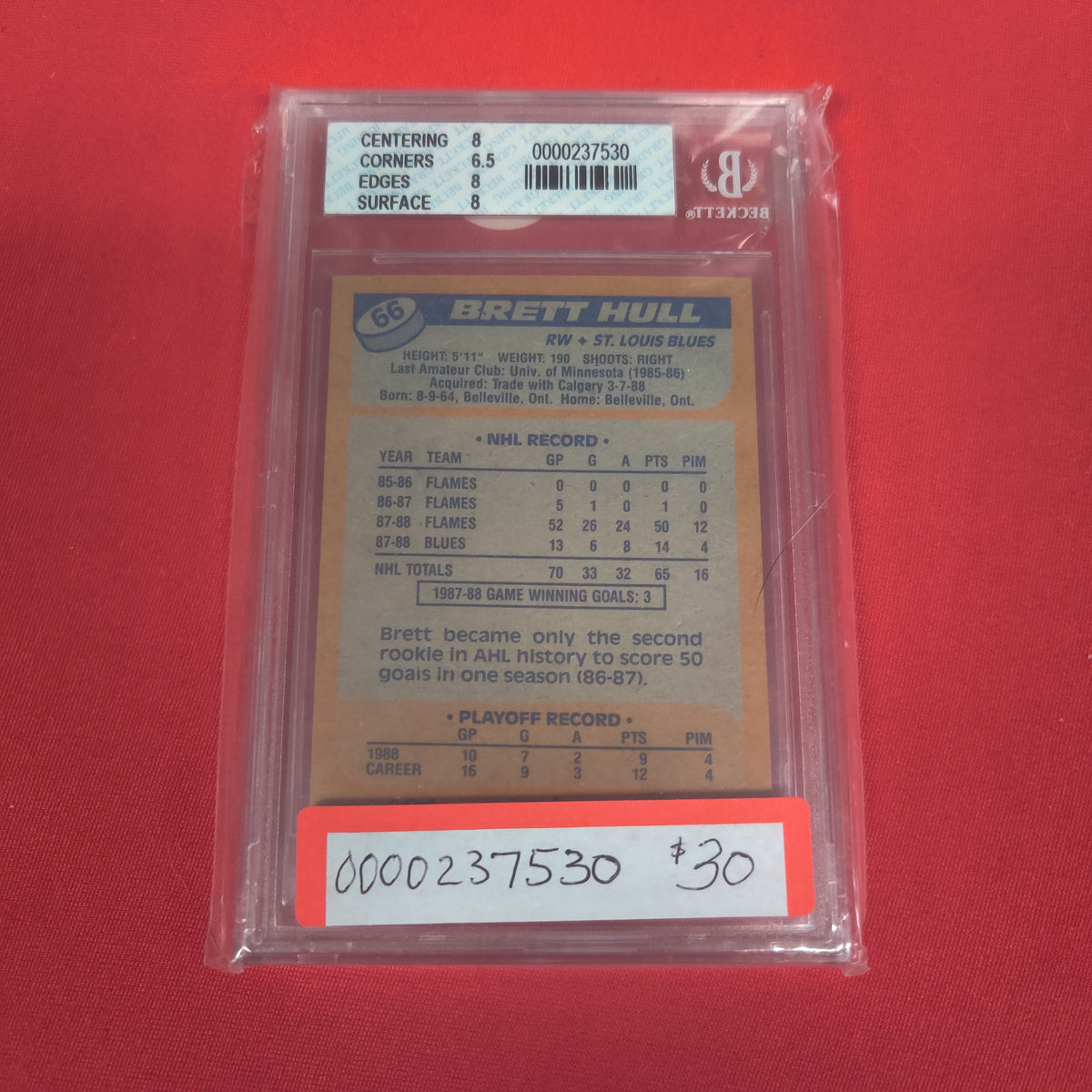 TOPPS BRETT HULL HOCKEY CARD