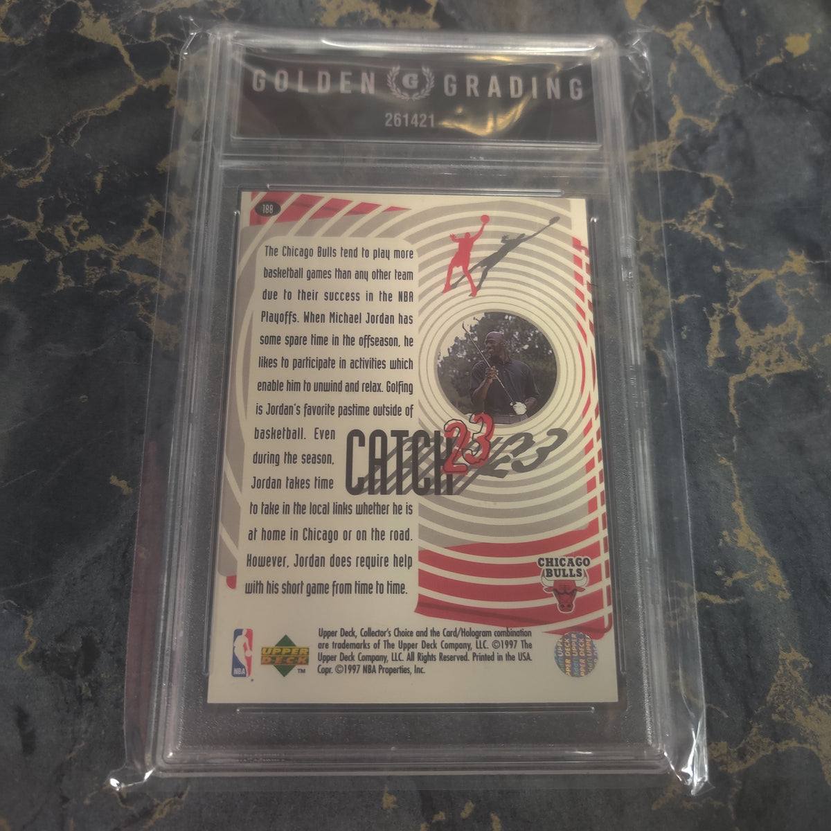GRADED MICHEAL JORDAN GOLF CARD 1997 COLL CHOICE CATCH 23 #188