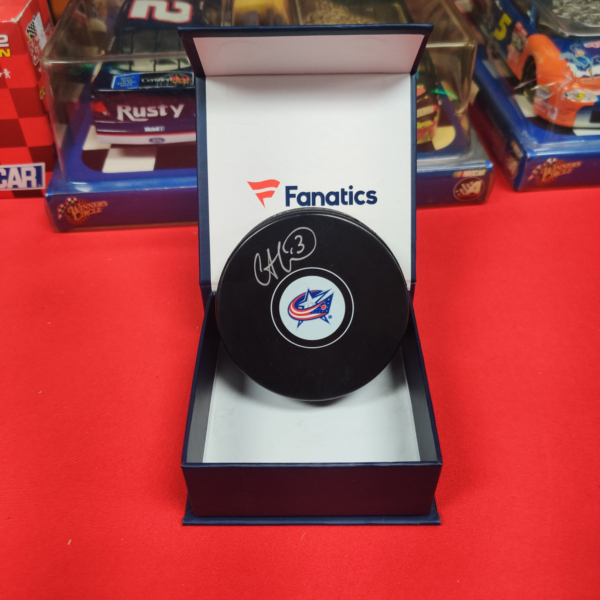 CAM ATKINSON SIGNED HOCKEY PUCK