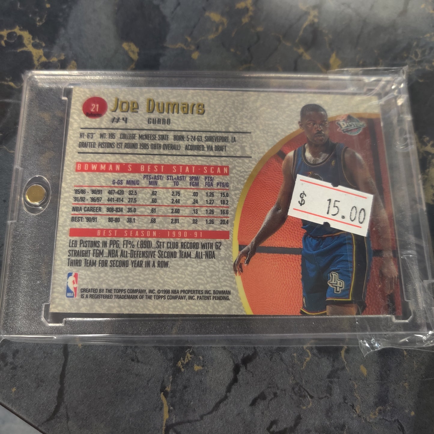 JOE DUMARS BOWMAN'S BEST 21 #4 GUARD 1998