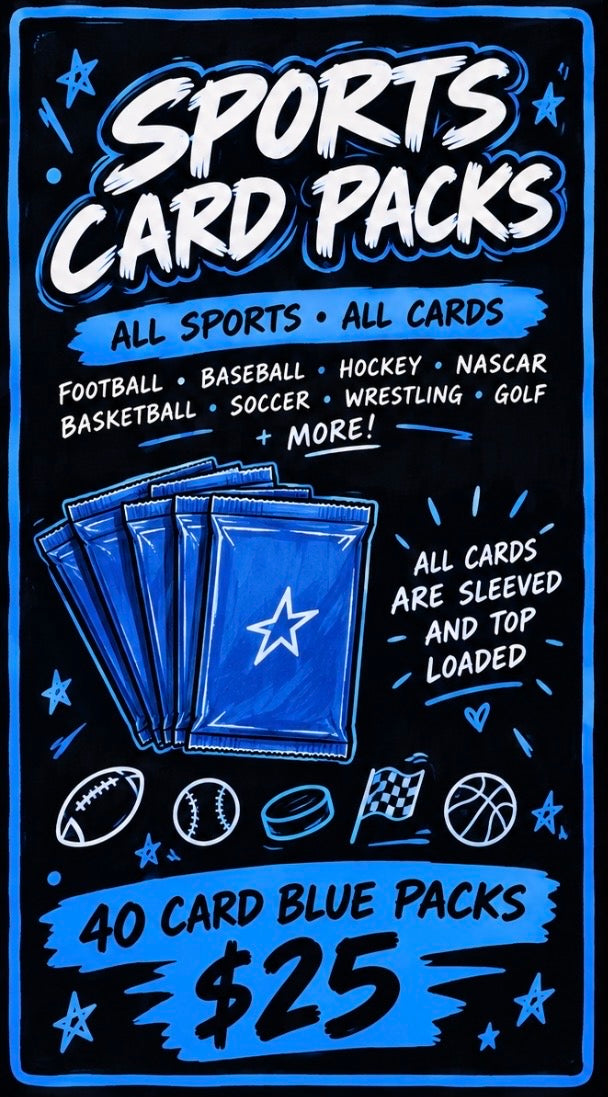 BLUE 40PK BASEBALL CARDS SLEEVED AND TOP LOADED