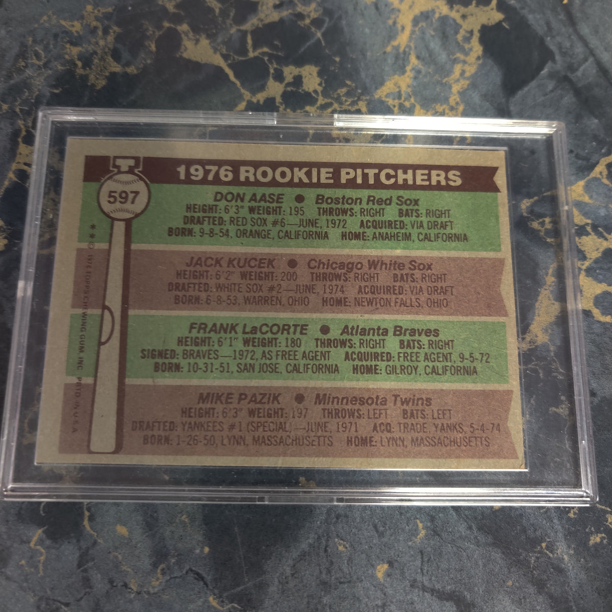 1976 ROOKIE PITCHES DON AASE JACK KUCEK FRANK LACORTE MIKE PAZIK