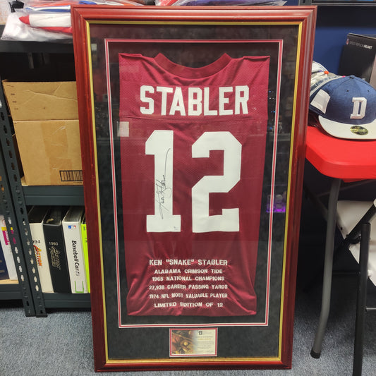 STABLER #12 AUTOGRAPHED AND FRAMED JERSEY