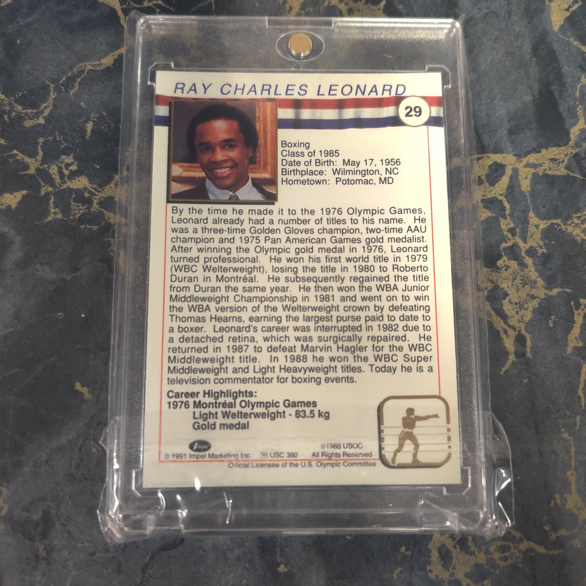 SUGAR RAY CHARLES LEONARD USA OLYMPIC BOXING CARD 91'