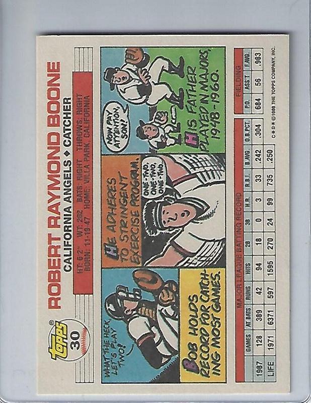 Baseball (Brand: Topps) (Type: ) (Subtype: ) (Hall of Famer: ) (Superstar: ) (Rookie: ) (Kind of Packaging: Semi-Rigid with Sleeve) (Year: 1988) (Unique Number: 30) (Numbered Card: ) (Player:Robert Raymond Boone) - Image 2