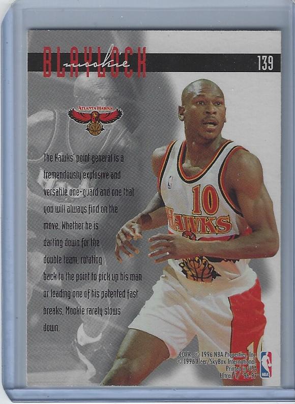 Basketball (Brand: Fleer) (Type: Fleer Ultra) (Subtype: ) (Hall of Famer: N) (Superstar: Y) (Rookie: N) (Kind of Packaging: Semi-Rigid with Sleeve) (Year: 1996) (Unique Number: 139) (Numbered Card: ) (Player:Mookie Blaylock) - Image 2