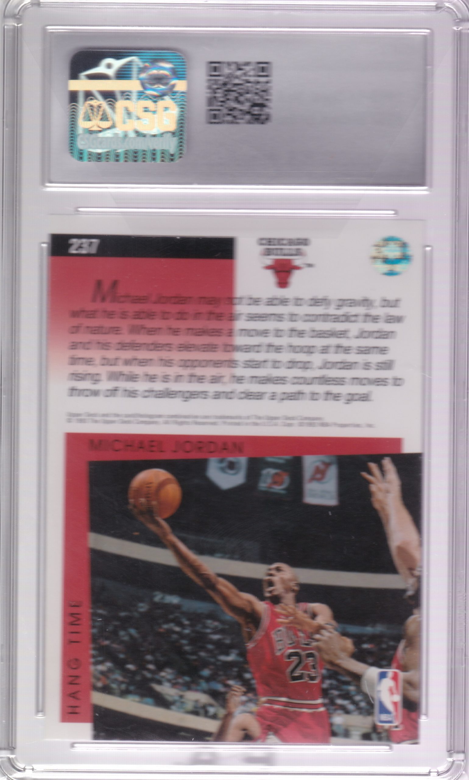 Basketball (Brand: Upper Deck) (Type: 1993-94 Upper Deck) (Subtype: Hang Time) (Kind of Packaging: Graded Slabbed) (Year: 1993) (Unique Number: 237) (Grade: NM/Mint+ 8.5) (Feature: Michael Jordan) - Image 2